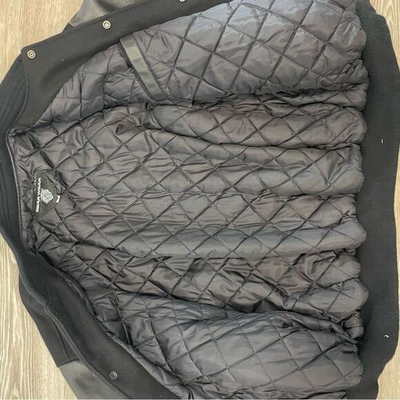 Vintage Black Leather and Wool Varsity Jacket XXL - Picture 9 of 12